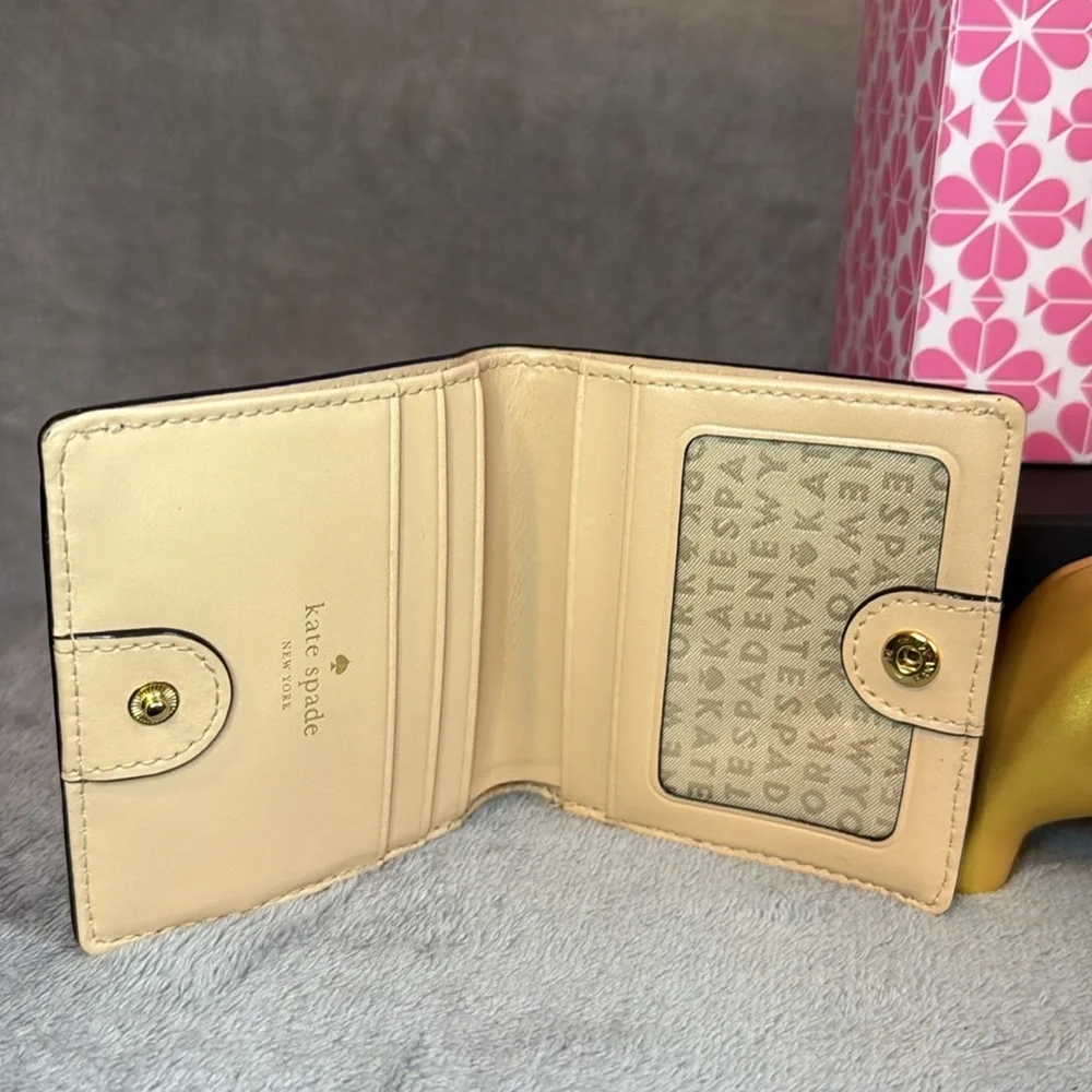 KATE SPADE Black Serenade Valencia Road Bow Small Ostrich Embossed Wallet/ EUC